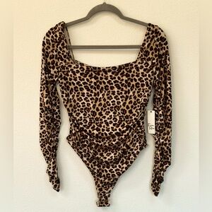 Faded Rose- Leopard Print Body Suit Onsie, Size Large New With Tags